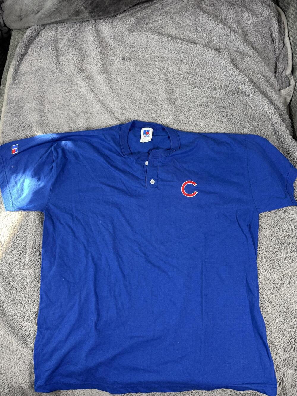 Chicago Cubs Polo Shirt Mens XL Blue MLB Baseball Russell Athletic Embroidered